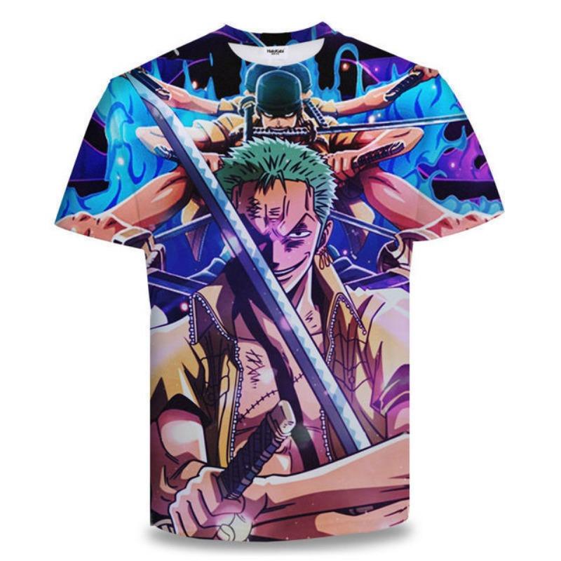 Kukebang One Piece Zoro 3D Printing Anime Kleding Heren T-shirt Lente en Zomer Korte Mouw Heren Trendy T-shirt Tops 3XL