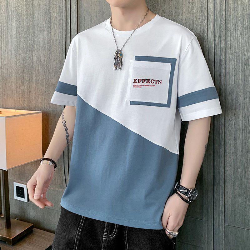 VantaGoods Trendy losvallend T-shirt met zakje voor heren in Koreaanse stijl - zomertop met korte mouwen XL
