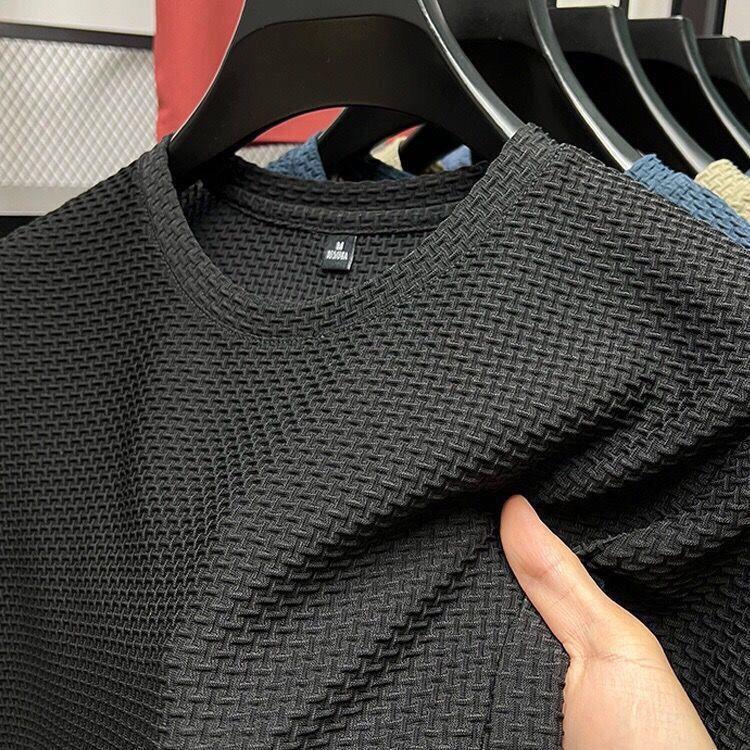 VantaGoods Heren 2024 Trendy Bamboo Mesh Ice Silk Ronde Hals T-shirt - Korte Mouwen voor de Zomer 2XL
