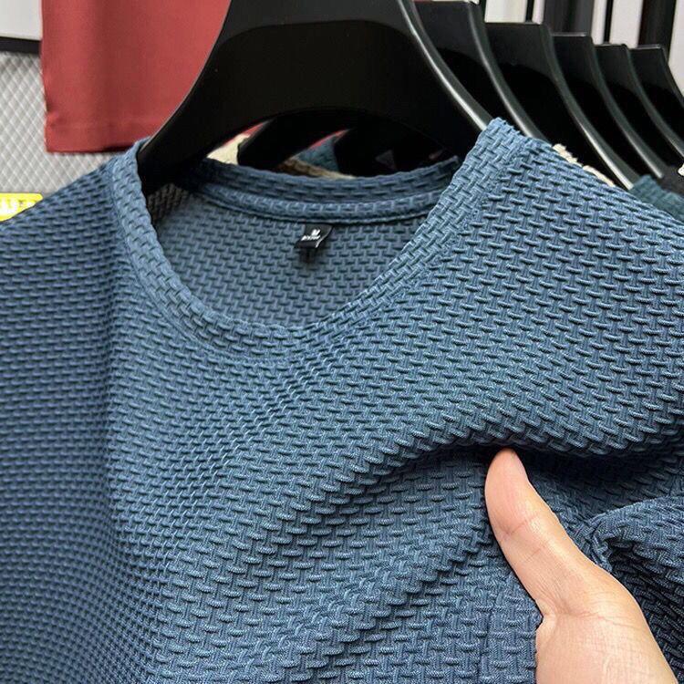 VantaGoods Heren 2024 Trendy Bamboo Mesh Ice Silk Ronde Hals T-shirt - Korte Mouwen voor de Zomer XL