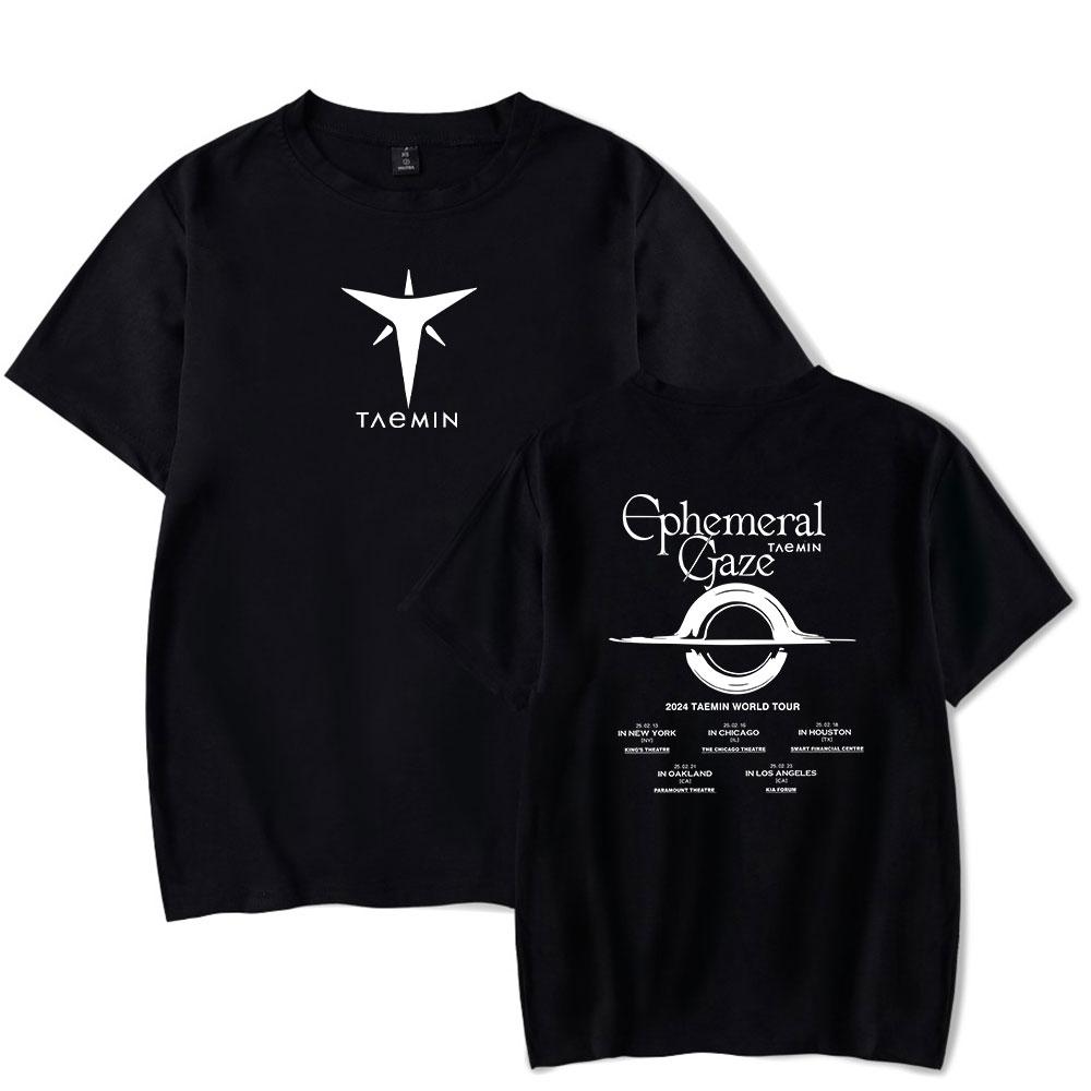 TOP COOL FASHION Zomer Taemin Ephemeral Dames Heren T-shirts Grafisch Shirt Letterprint O-hals Oversized Korte Mouwen Mode Herenkleding Streetwear XXS zwart