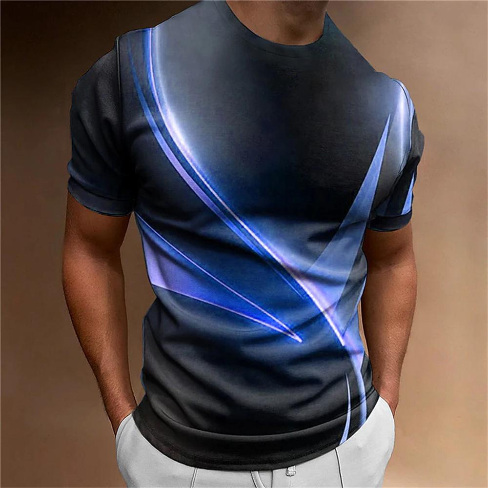 Explorer Outdoors Heren T-shirt Curved Radiance Grafisch 3D Geprint T-shirts Casual Losse Korte Mouwen T-shirts Oversized Herenkleding Tops S