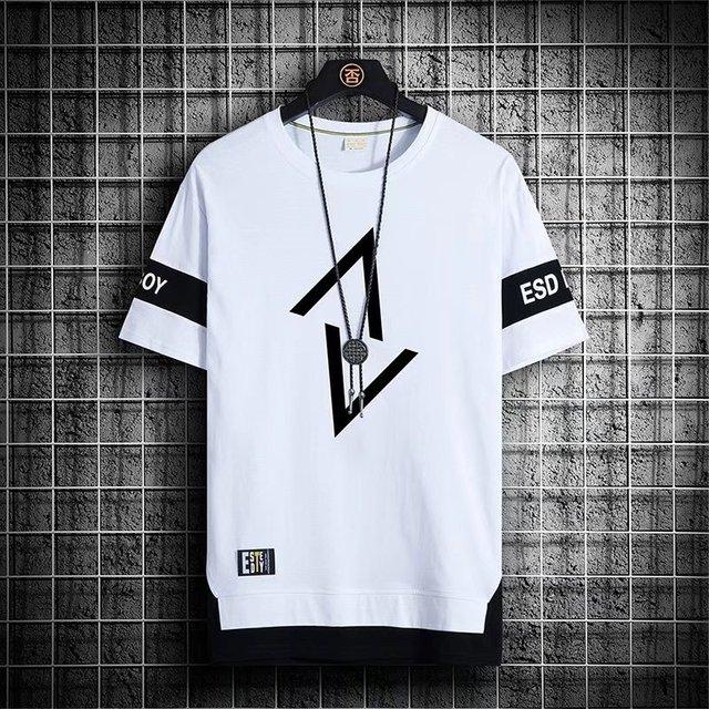 PCD16KL Heren T-shirts Mode Zomer Streetwear Print T-shirt Casual Mannen Kleding Harajuku Korte Mouw Tops Tees XXXL wit