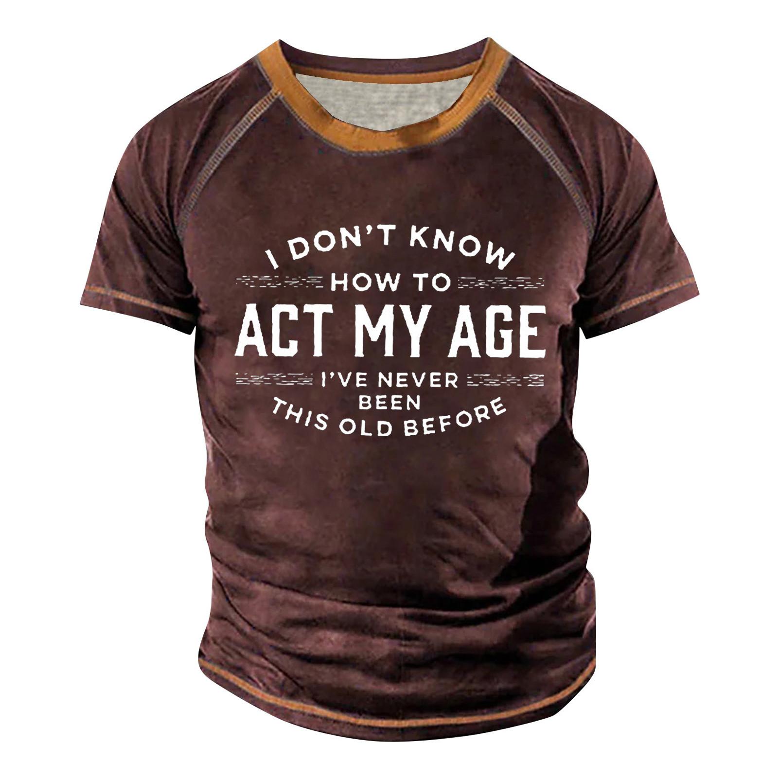 Molihua Raglan T-shirt voor heren, retro korte mouw, ronde hals, tops met letterprint S rood