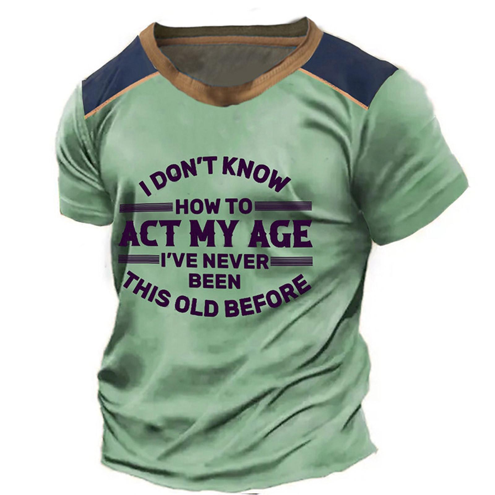 Wahaha123 Raglan T-shirt voor heren, retro korte mouw, ronde hals, tops met letterprint XXXL