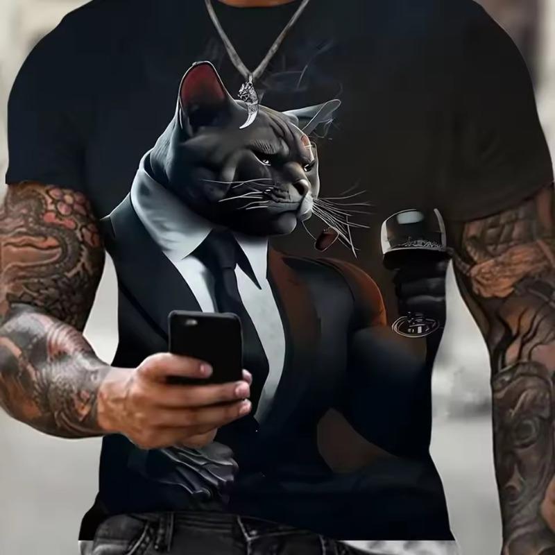ForYourBeauty Grappig heren T-shirt 3D-geprinte kip T-shirt Dierlijke hond patroon Korte mouwen T-shirts Oversized Streetwear Zomer Casual Heren Tops 6XL