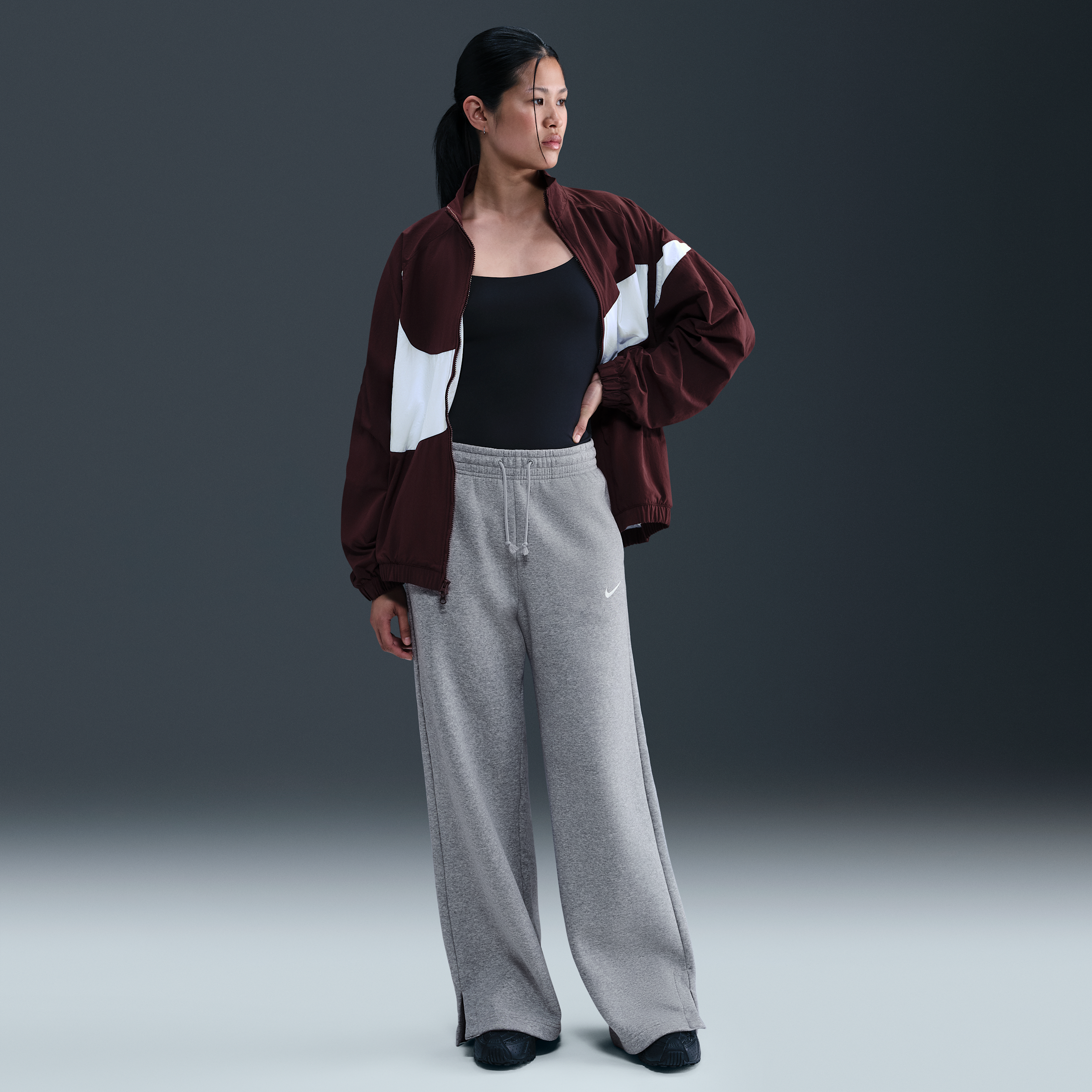 Nike Sportswear Phoenix Fleece damesbroek met hoge taille en wijde pijpen - Grijs