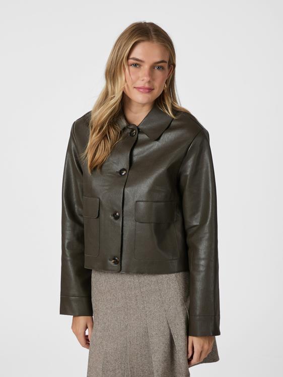 Neo Noir Romana Faux PU Jacket | Brown