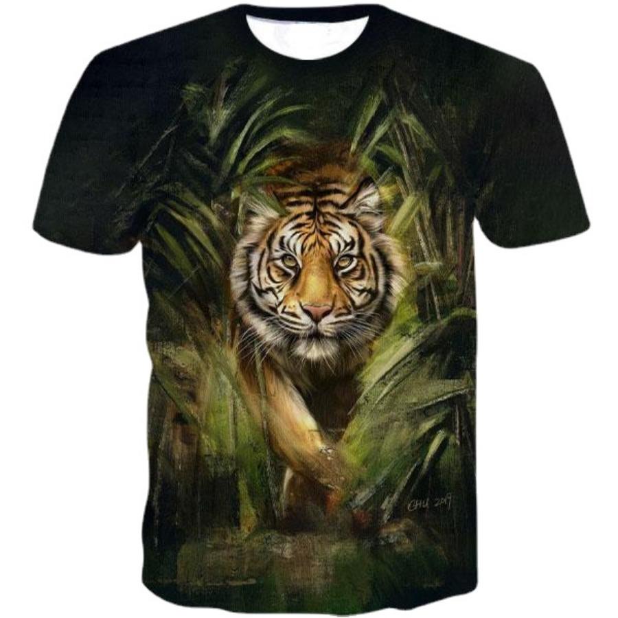 WowClassic Zomer Tops Heren Plus Size Kleding Dier 3D Print T-shirt Tijgerpatroon Tees O Hals Korte Mouw Top Ademende Man Shirts 6XL