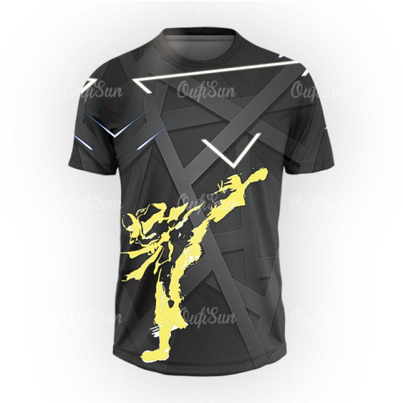 ETST WENDY 005 Zomer Heren T-shirt Outdoor Fitness Taekwondo Patroon Print Casual Korte Mouw Kleding Gym T-shirt Snel Droog Trui 6XL