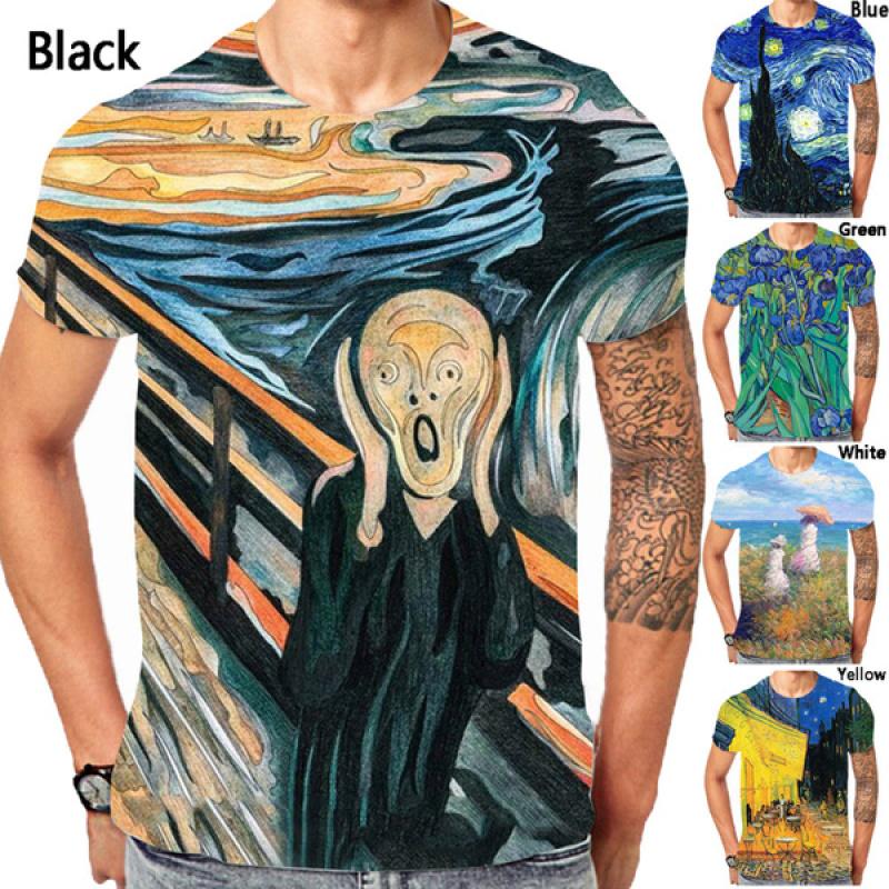 Chengyu Herenmode Vincent Van Gogh 3D-geprint T-shirt Trend Casual Elegant Kunst Schilderij Patroon Ronde Hals T-shirts 4XL