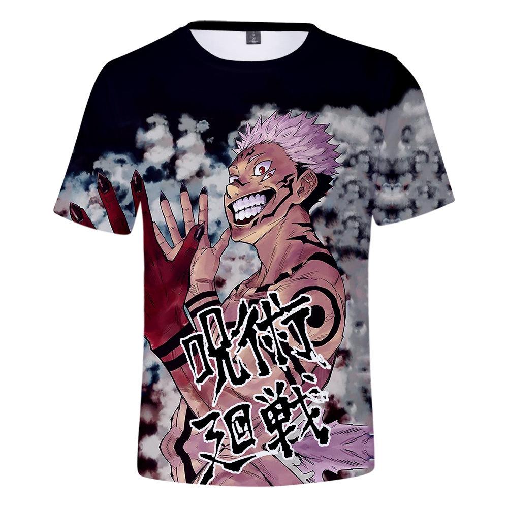Xin nan zhuang Mode Jujutsu Kaisen 3D T-shirt Jongens/Meisjes T-shirt Zomer Ademend Streetwear Herenkleding Heren/Vrouwen Korte Mouw T-shirt XXS