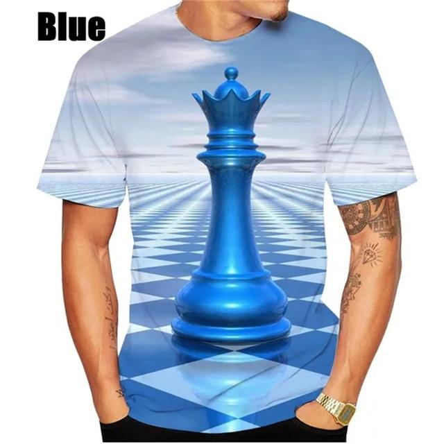 ETST 07 Schaak T-shirt voor heren 3D-print Schaak T-shirt Mode Korte mouw Hip Hop T-shirt Losse casual T-shirt Ademend Comfortabele top XL