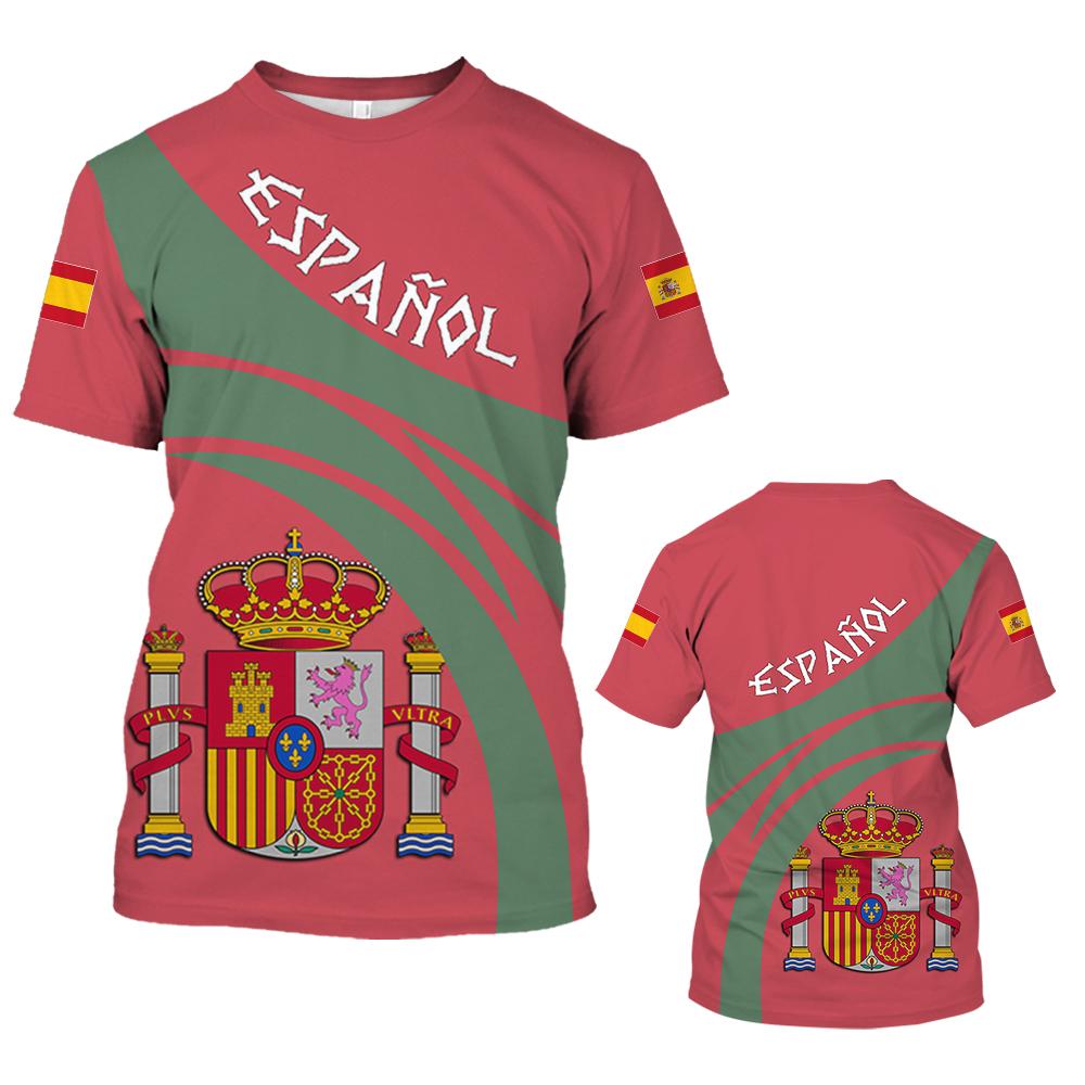 Xuhaijian02 Vintage Spanje T-shirt Voor Mannen 3D Vlag Spaanse Grafische Print T-shirt Oversized Korte Mouw Tops T-shirt Mannen Kleding tops Tees 6XL