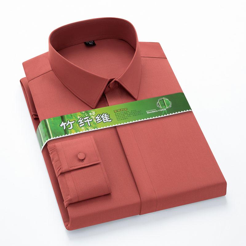 JOR MALL Cover Placket Solid Heren Formele Overhemden Voor Zakelijke Sociale Bamboevezel Lange Mouw Stretch Strijkvrij Heren Overhemden Zonder Zak 3XL