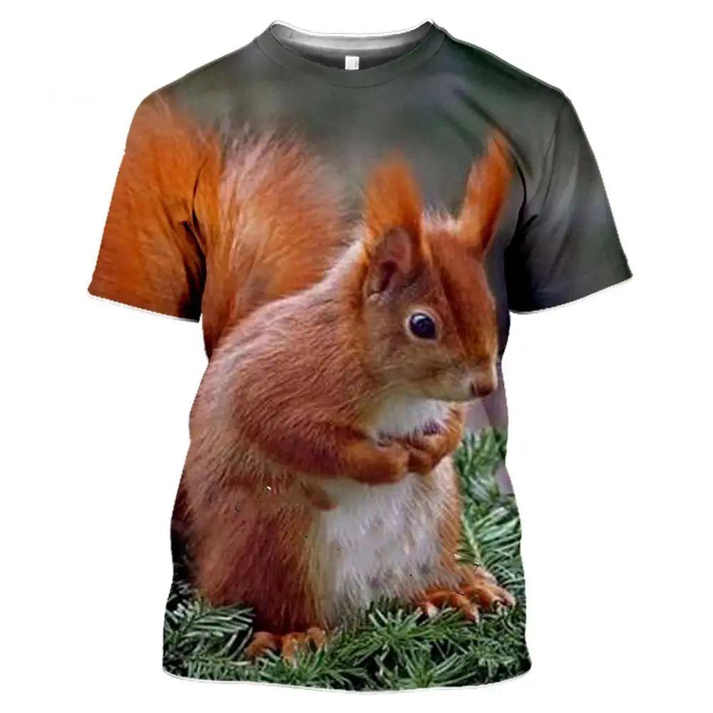 ETST 05 Heren Zomer Schattig Leuk Dier Eekhoorn Figuur 3d Geprint T-shirt Casual Persoonlijkheid Comfortabel Plus Maat O Hals Korte Mouw 6XL