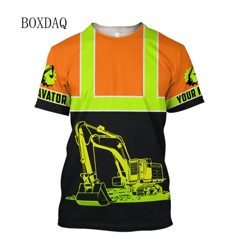 ETST WENDY 005 Korte mouwen graafmachine werkkleding T-shirts voor heren 3D print graafmachine machinist mode tops 6XL plus size casual mannelijke T-shirts 4XL