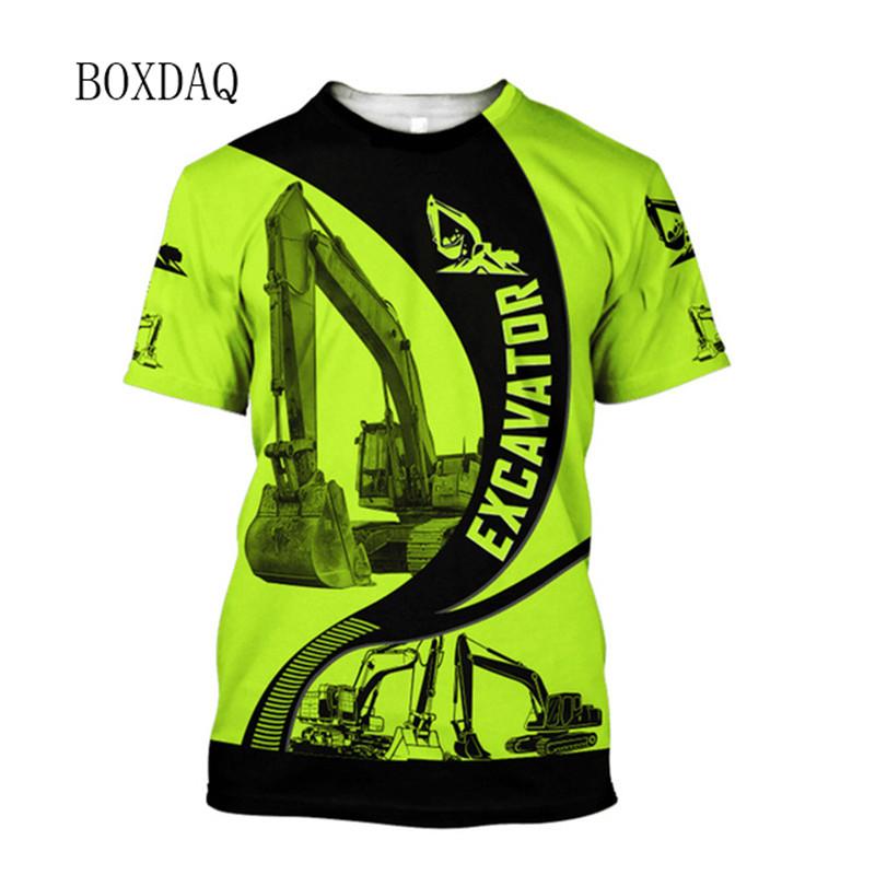 ETST WENDY 005 Korte mouwen graafmachine werkkleding T-shirts voor heren 3D print graafmachine machinist mode tops 6XL plus size casual mannelijke T-shirts 2XL