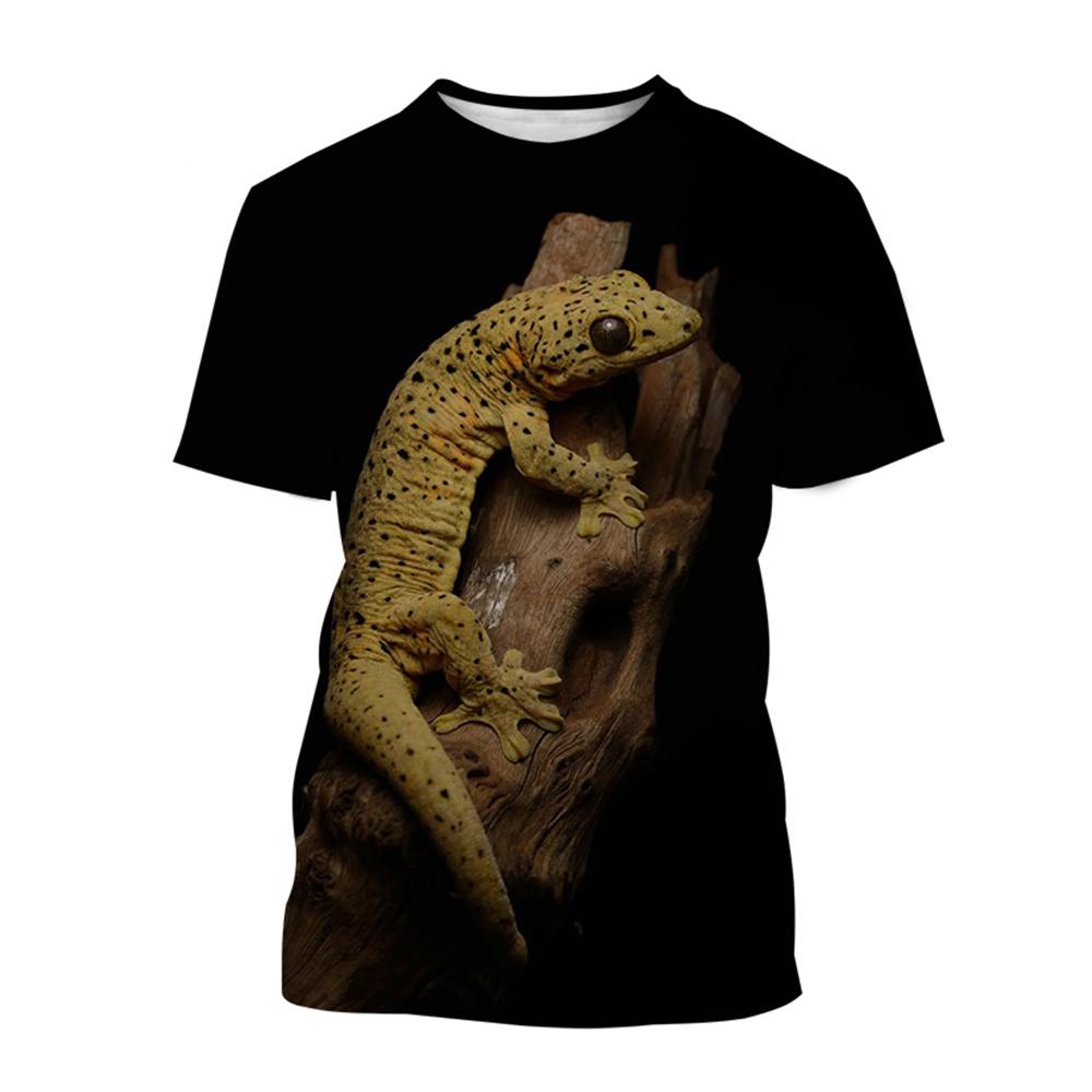 Kukebang Reptiel Gekko 3D Gedrukt Zomer mannen Ronde Hals T-shirt Casual Korte Mouw Oversized Trui Fashion Tee Tops Mannen kleding 6XL