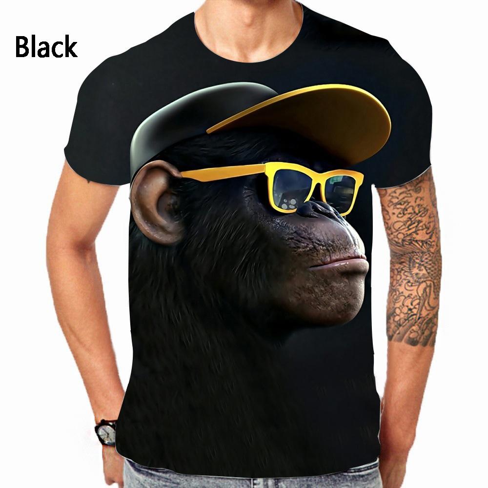 Forever Men Interessante aap 3D-geprinte casual T-shirt met korte mouwen voor volwassenen, plus size heren zomer T-shirts 4XL