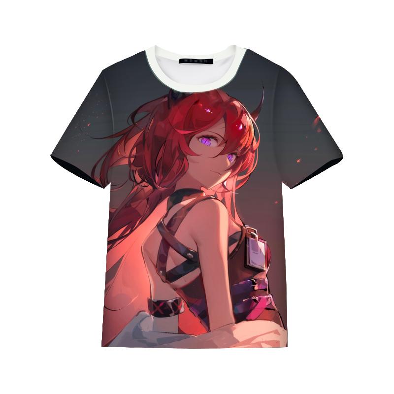 Laoxu Nieuwste Game Honkai Star Rail Himeko Sparkle Print T-shirts 3D Heren/Dames Casual Korte mouwen Tee Kindertop Oversized Streetwear 5XL grijs