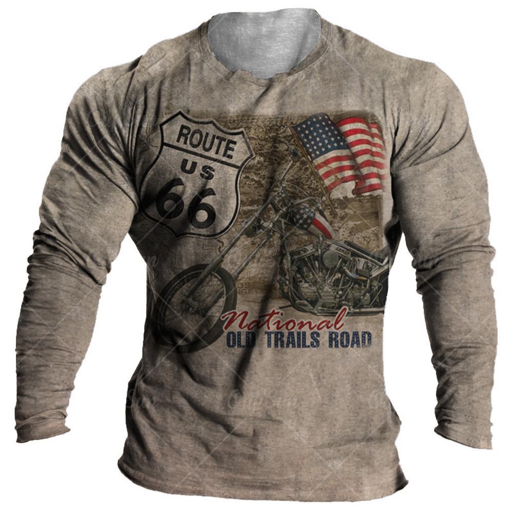 ETST 012 Vintage Heren Lange Mouw T-shirt 3d Retro Motorfiets Oversized T-shirts Voor Sweatshirt Biker Racing Top Tee Herenkleding 4XL