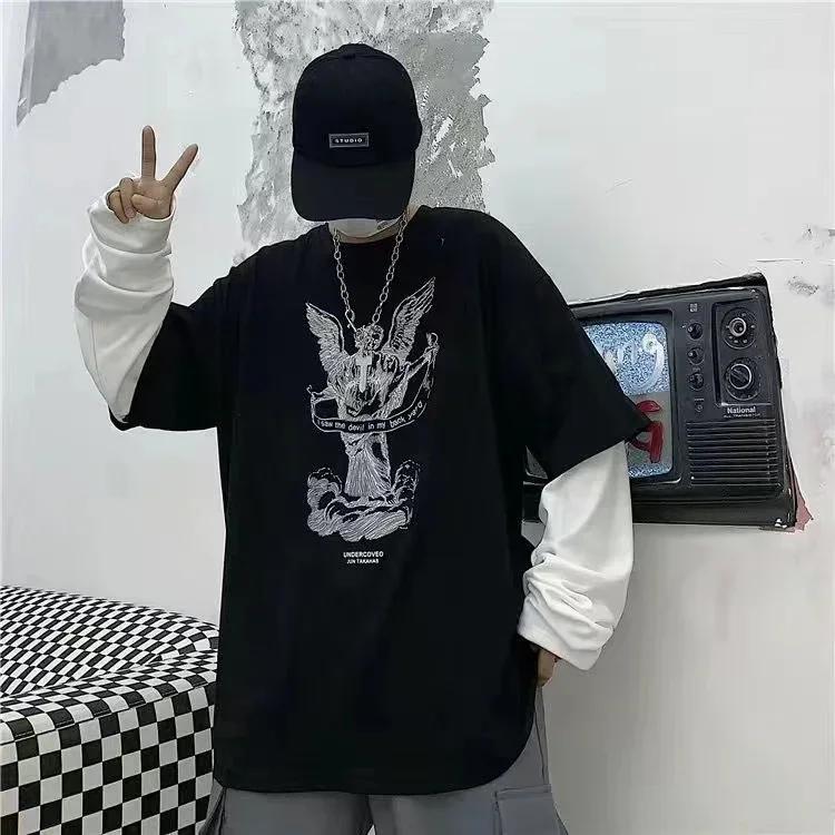 ETST 009 T-shirt voor heren Herfst Y2k T-shirt Streetwear Oversized Lange mouw Anime T-shirt Harajuku Gothic Vintage Grafische Manga Tee Tops 5XL