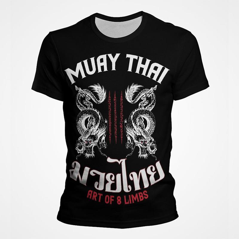 Laoxu Muay Thai Gym Grafisch T-shirt voor heren 3D Thai Boxing Sport Bedrukte T-shirts Kinderen Coole Streetwear Korte mouwen Snel drogende tops 4XL grijs