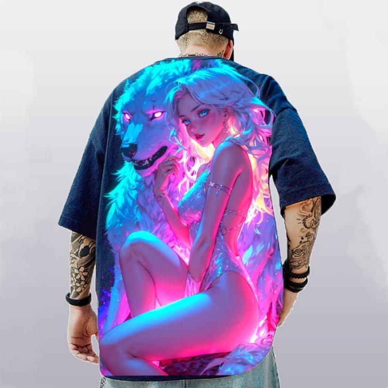 Xr 01 Nieuwe trendy heren T-shirts 3d Sexy Beauty Print Korte mouwen T-shirts Zomer Casual Herenkleding Losse Oversized T-shirts voor heren 2XL