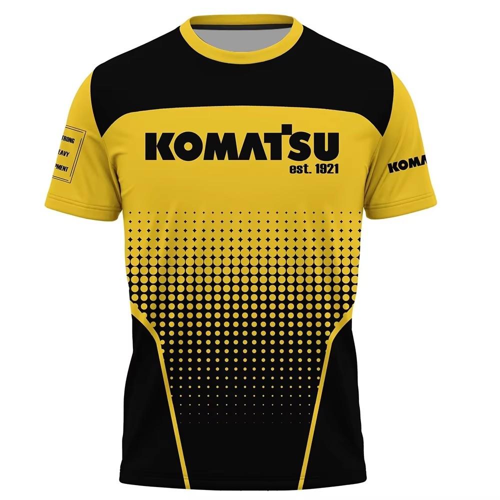 Laoxu Graafmachine Bouwmachines 3D-printen T-shirts Heren Zomer Sport Korte Mouw T-shirt Komatsu O-hals Shirt Tees Tops XL rood