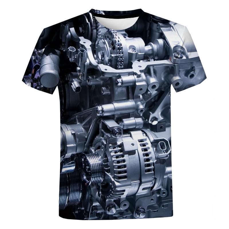 Etst 003 Motor 3D T-shirt Supercar Motor Mechanische Print Harajuku Stijl T-shirt Mannen Vrouwen Zomer Mode Casual Korte Mouw Coole Tops XS