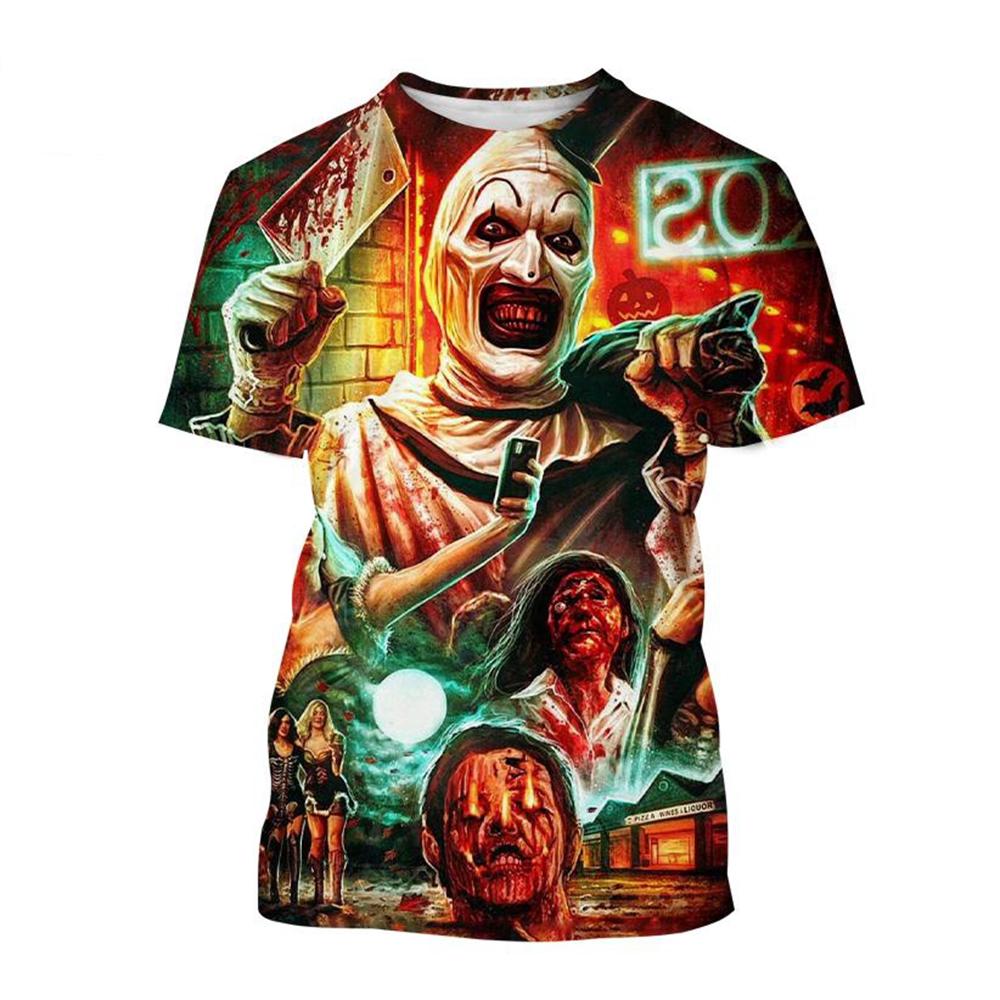 Plus Size FUGUIS Zomer Hot Selling Mode Horror 3D Printen Horror Clown Creatieve Persoonlijkheid Casual T-shirt Plus Size Tee Top L
