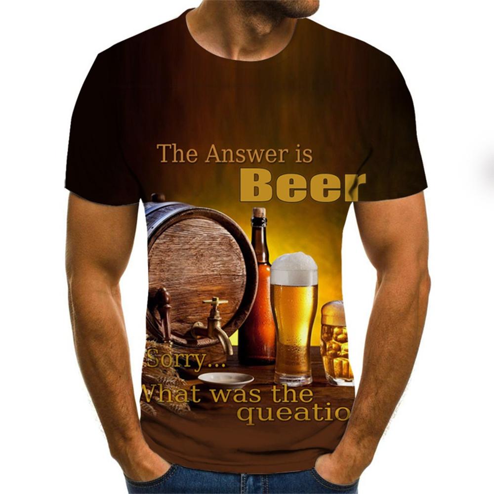Plus Size FUGUIS Zomer Cool Fashion 3D Bier Print T-shirt Heren Persoonlijkheid Grafische Tee Casual Korte Mouw Shirts Tops Plus Size 100-6XL XXXL