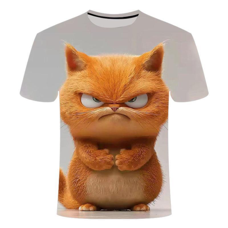 Chaokebang Grappige boze kat graphics 3D bedrukt heren T-shirt zomer mode korte mouwen heren dames T-shirts casual oversized tees 5XL