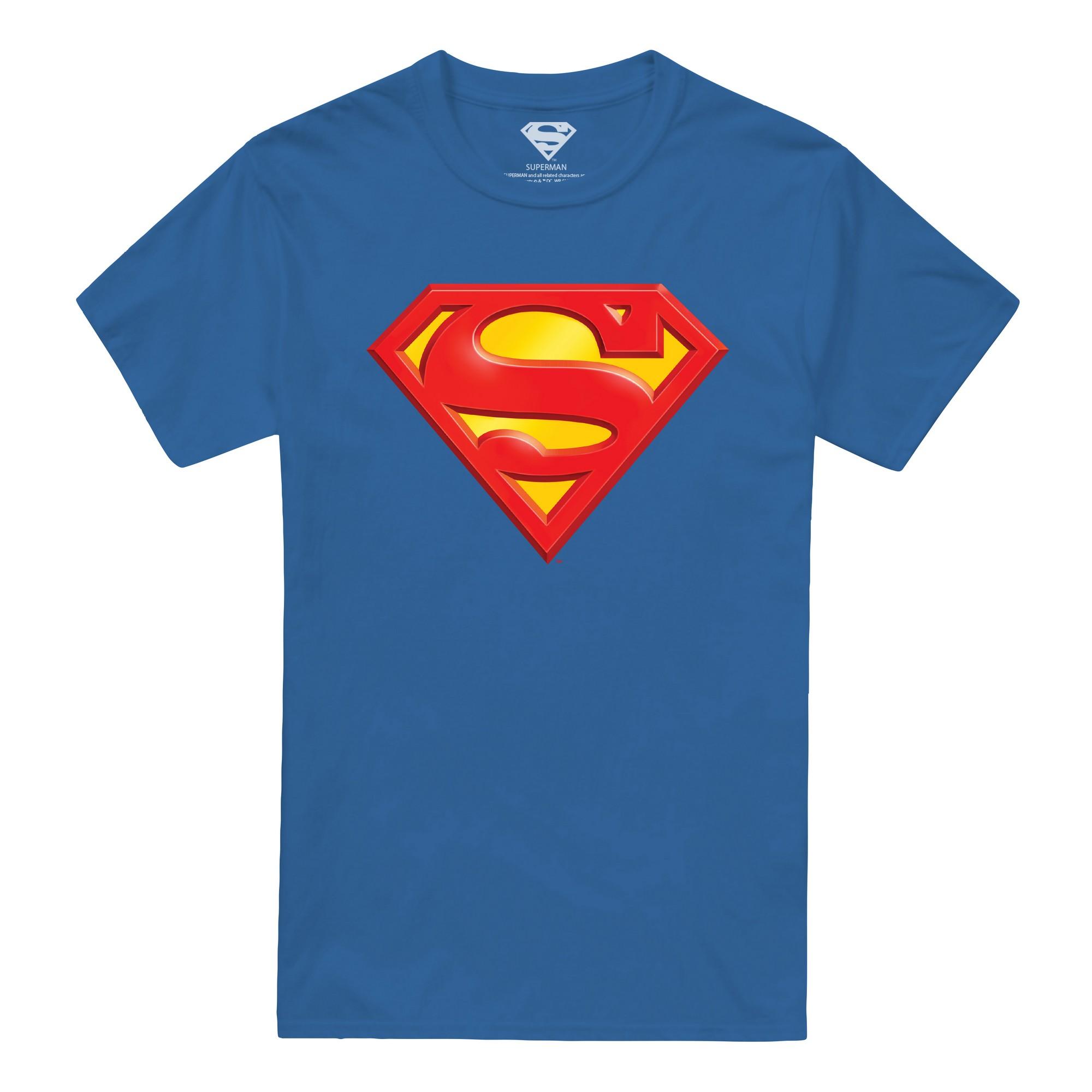 Superman Mens Embossed Logo T-Shirt L koningsblauwe kleur