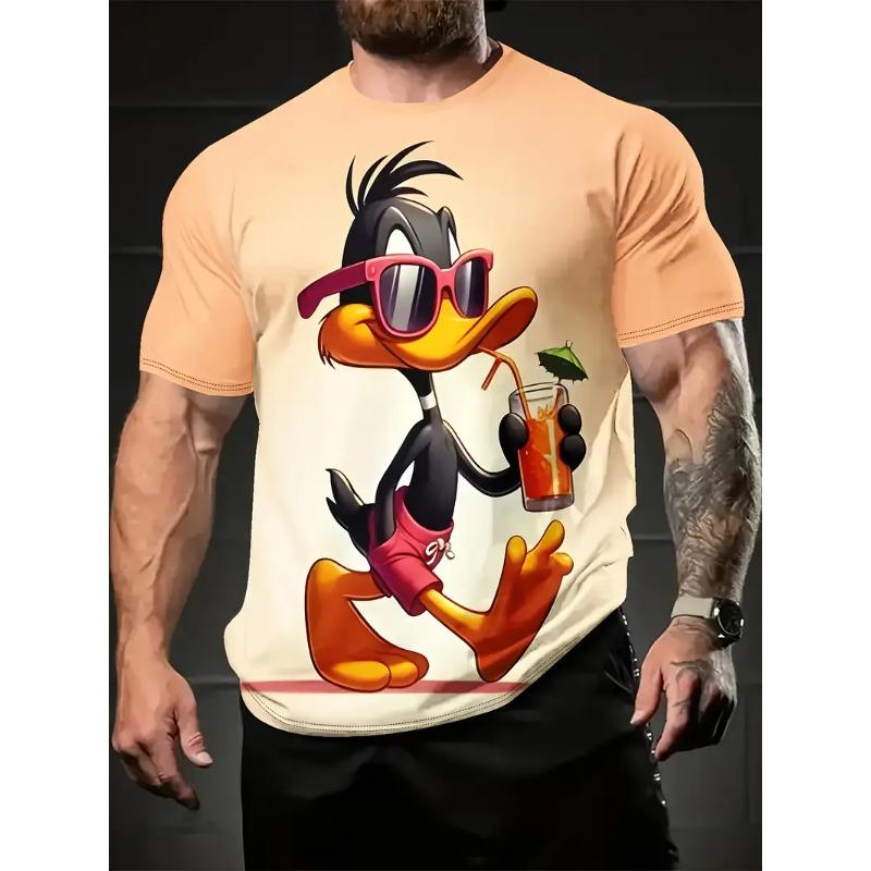 Xuhaijian02 Funny Men's T Shirt Cartoon Duck Print Summer Casual Short Sleeve Pullover Fashion T-shirts Outdoor Male Overszied Clothing L