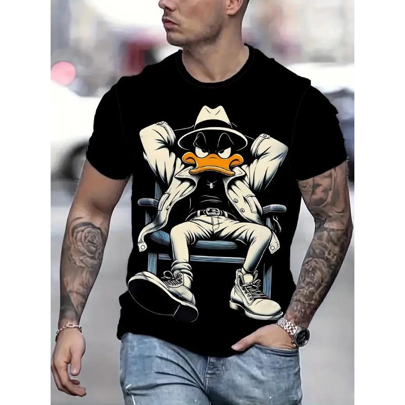 Xuhaijian02 Funny Men's T Shirt Cartoon Duck Print Summer Casual Short Sleeve Pullover Fashion T-shirts Outdoor Male Overszied Clothing 3XL