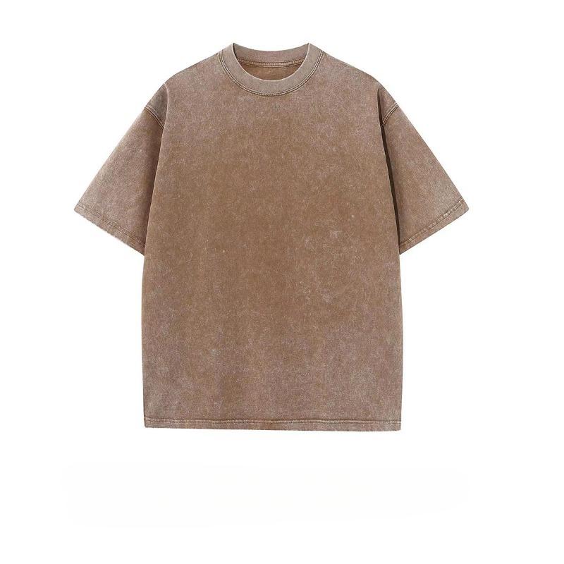 HerSight Zware Stof Vintage Mannen Oversized Tees 2023 Zomer Korte Mouw Casual O Hals Man T-shirt Zuur Gewassen T-shirts Tops XXL koffie
