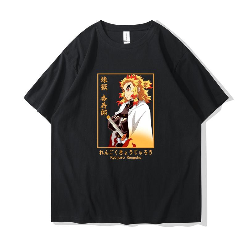 Sport Hoodie Set YC Anime Rengoku Kyoujurou Bedrukte Heren Dames Zomer T-shirts met Korte Mouwen Ronde Hals Casual Zomer Unisex Tops XL