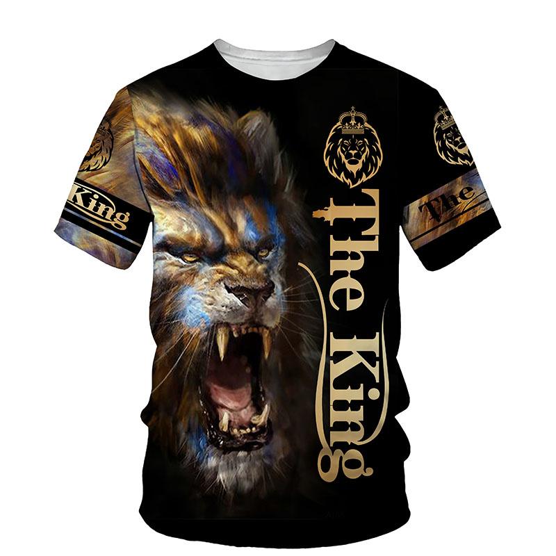 HerSight Heren zomertrend Tiger King 3D-printen Oversized ademend Top Street Personality Heren en dames Los T-shirt met O-hals 4XL