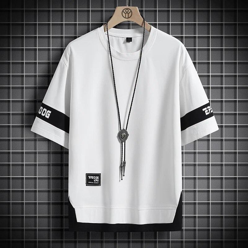 PCD16KL Hiphop losse heren streetwear t-shirts casual klassieke zomer korte mouwen t-shirt zwart wit t-shirt tees oversize XXXXXL wit