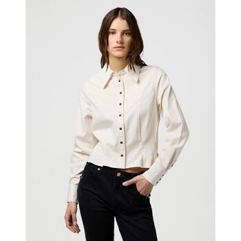 Wrangler Overhemd  112370781 FEMME PEPLUM SHIRT-PINSTAR WHITE