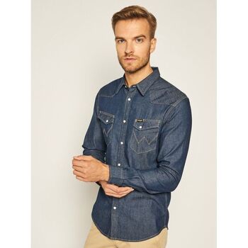 Wrangler Overhemd Lange Mouw  112130116 WESTERN-DENIM DARK BLUE