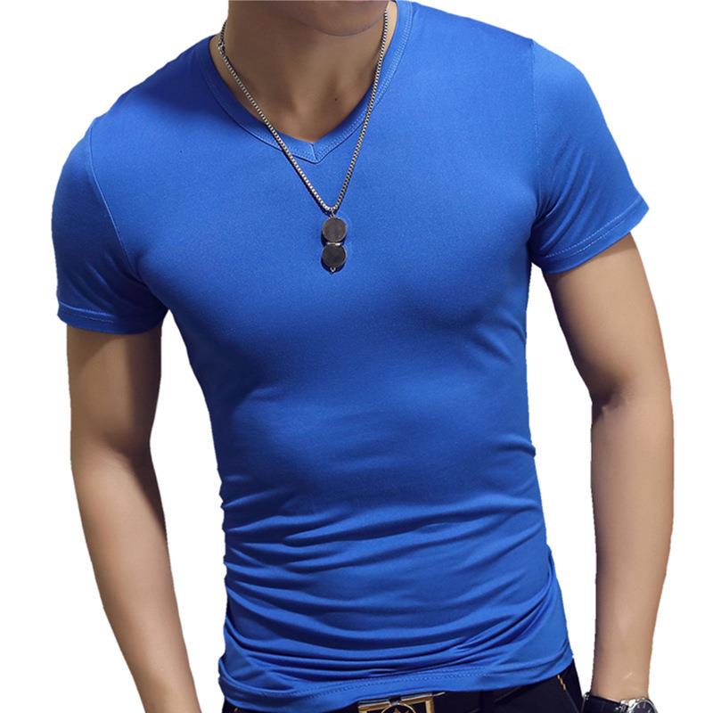 Yalujia Modieus slank heren-T-shirt Zacht en comfortabel ademend katoenen herenoverhemd Fitness en vrije tijd M