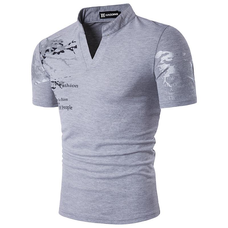 Bengbukulun Nieuw zakelijk T-shirt met korte mouwen voor heren, zomer bedrukt casual ademend T-shirt met V-hals XL