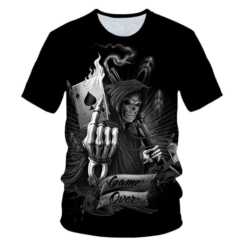 TIP723 Schedel Schoonheid Rock Cool 3D T-shirts Heren Motorfiets Punk 3D Gedrukte T-shirt Mannen Kleding T-shirt Zomer Top Homme hipster Pop Shirt XS