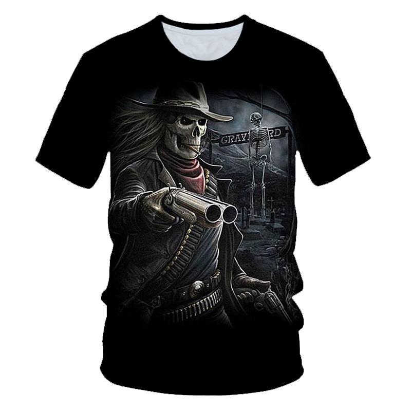TIP723 Schedel Schoonheid Rock Cool 3D T-shirts Heren Motorfiets Punk 3D Gedrukte T-shirt Mannen Kleding T-shirt Zomer Top Homme hipster Pop Shirt XL