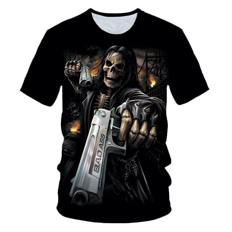 TIP723 Schedel Schoonheid Rock Cool 3D T-shirts Heren Motorfiets Punk 3D Gedrukte T-shirt Mannen Kleding T-shirt Zomer Top Homme hipster Pop Shirt XL
