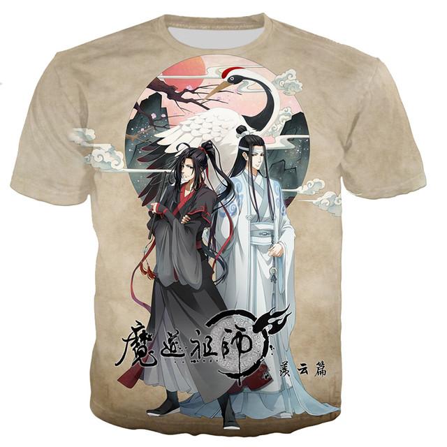 Baibao QIQI Anime MO DAO ZU SHI T-shirt Mannen/vrouwen 3D-geprinte T-shirts Casual Harajuku-stijl T-shirt Streetwear T-shirts XXXXXL grijze kleur
