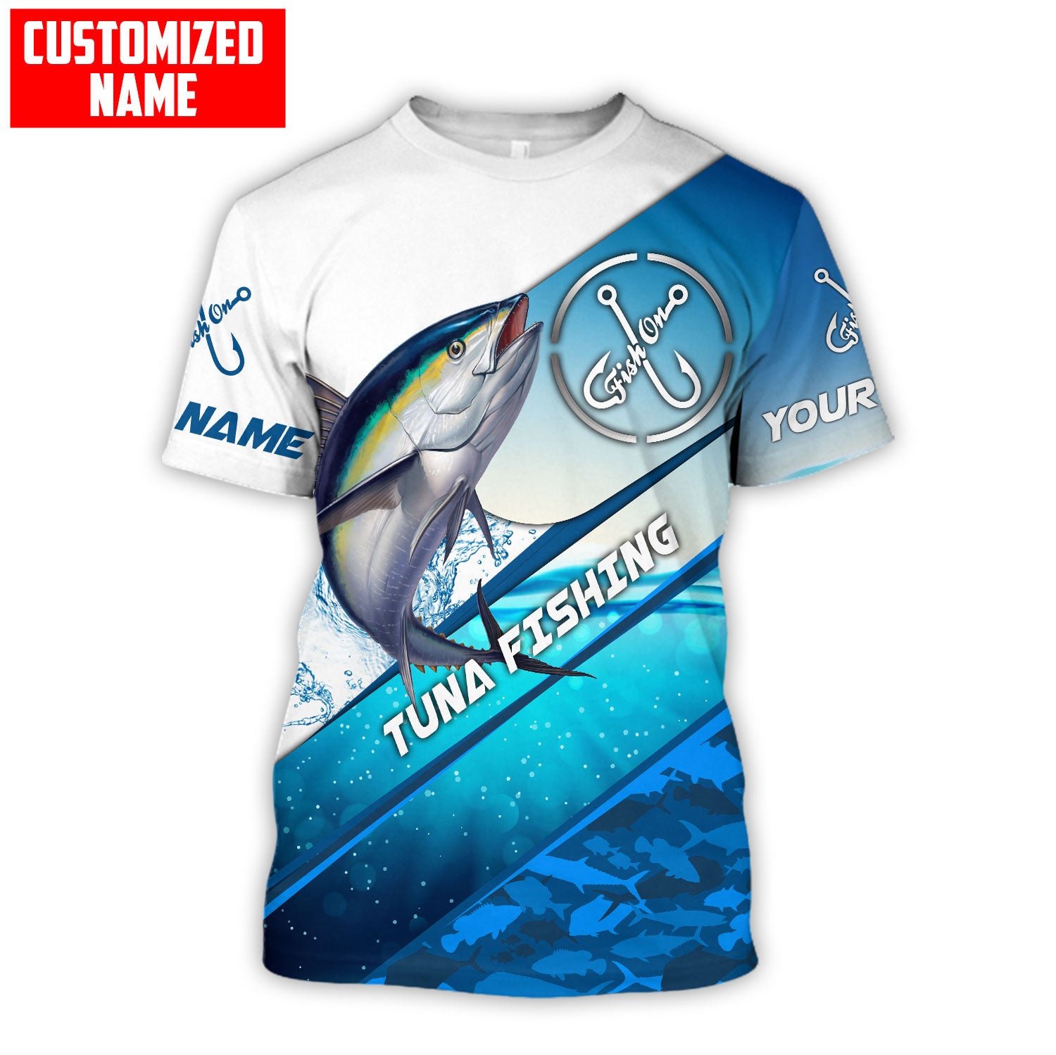 Xin nan zhuang Trend Mannen O-hals Oversized T-shirt Tonijn Marlijn Vissen T-shirt Casual Korte mouwen Gepersonaliseerde Naam 3d Afdrukken T-shirt XXXXXL